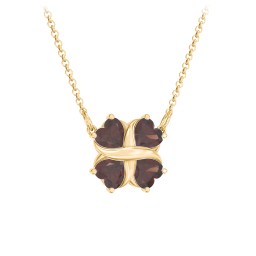 Love and Kisses 4 Gemstone Pendant in 18K Gold Plated Silver with Garnet