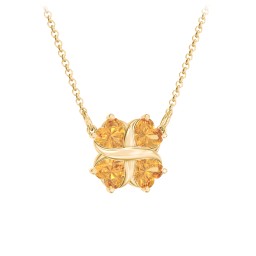 Love and Kisses 4 Gemstone Pendant in 18K Gold Plated Silver with Citrine