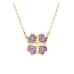 Love and Kisses 4 Gemstone Pendant in 18K Gold Plated Silver with Alexandrite