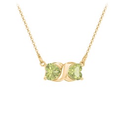 Love and Kisses Gemstone Pendant in 10K Solid Yellow Gold with Peridot