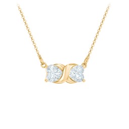 Love and Kisses Gemstone Pendant in 18K Gold Plated Silver with Aquamarine