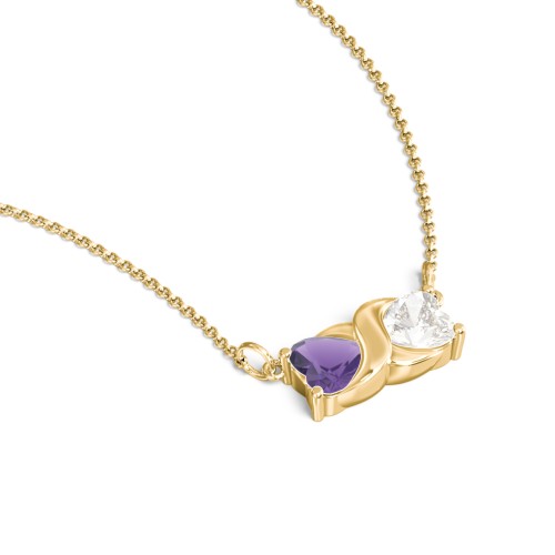 Love and Kisses Gemstone Pendant – 18K Gold Plated Silver with Amethyst and Cubic Zirconia