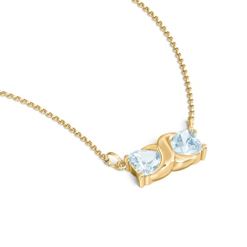 Love and Kisses Gemstone Pendant – 18K Gold Plated Silver with Aquamarine