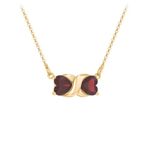 Love and Kisses Gemstone Pendant – 18K Gold Plated Silver with Garnet