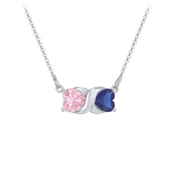 Love and Kisses Gemstone Pendant in 925 Sterling Silver with Pink Tourmaline and Blue Sapphire