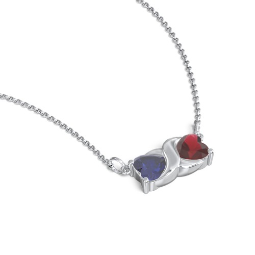 Love and Kisses Gemstone Pendant – Sterling Silver with Blue Sapphire and Garnet