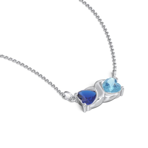 Love and Kisses Gemstone Pendant – Sterling Silver with Blue Sapphire and Blue Topaz