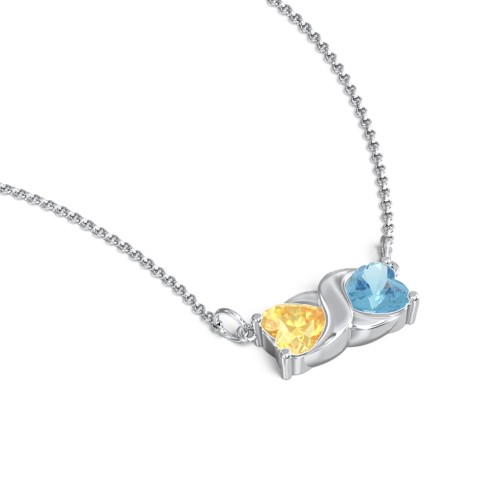 Love and Kisses Gemstone Pendant – Sterling Silver with Citrine and Blue Topaz