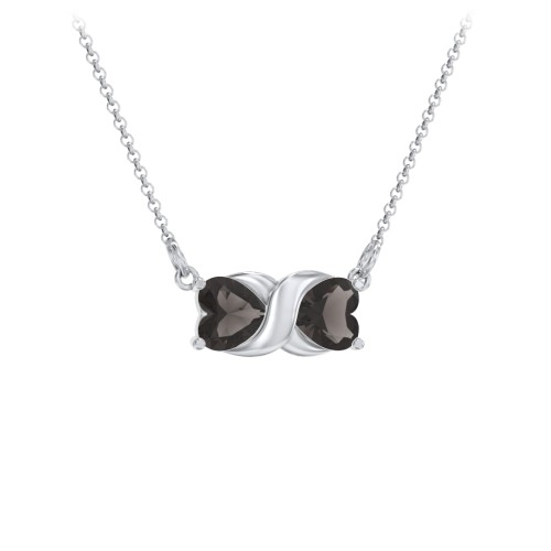 Love and Kisses Gemstone Pendant – Sterling Silver with Smokey Quartz