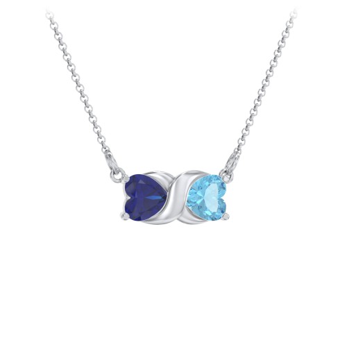 Love and Kisses Gemstone Pendant – Sterling Silver with Blue Sapphire and Blue Topaz