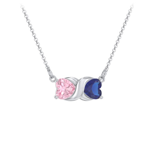 Love and Kisses Gemstone Pendant – Sterling Silver with Pink Tourmaline and Blue Sapphire