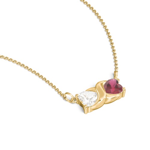 Love and Kisses Gemstone Pendant – 10K Yellow Gold with Cubic Zirconia and Ruby