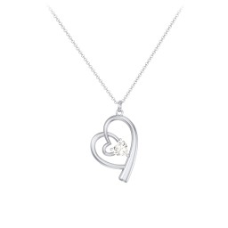 Intertwined Heart In Heart Pendant with Gemstone