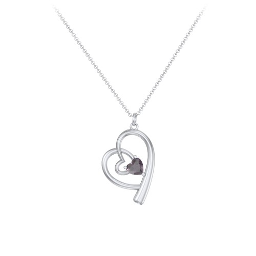 Intertwined Heart In Heart Pendant with Gemstone – Sterling Silver with Alexandrite