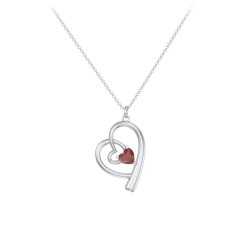Intertwined Heart In Heart Pendant with Gemstone – 10K Yellow Gold with Garnet