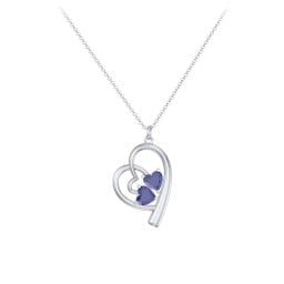 Intertwined Heart In Heart Pendant with 2 Gemstones