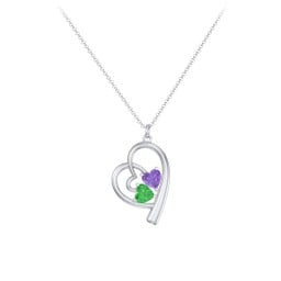 Intertwined Heart In Heart Pendant with 2 Gemstones