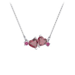 Gemstone Hearts Necklace with Accent Stones