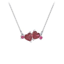 Gemstone Hearts Necklace with Accent Stones