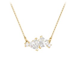 Gemstone Hearts Necklace with Accent Stones in 18K Gold Plated Silver with Cubic Zirconia