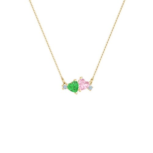 Gemstone Hearts Necklace with Accent Stones