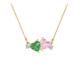 Gemstone Hearts Necklace with Accent Stones in 18K Gold Plated Silver with Emerald, Pink Tourmaline, and Blue Topaz