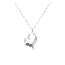 Tilted Open Heart Pendant with Gemstones