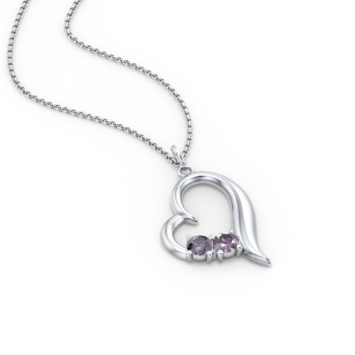 Tilted Open Heart Pendant with Gemstones