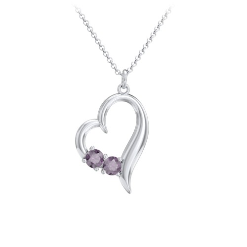 Tilted Open Heart Pendant with Gemstones