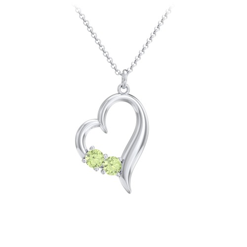 Tilted Open Heart Pendant with Gemstones