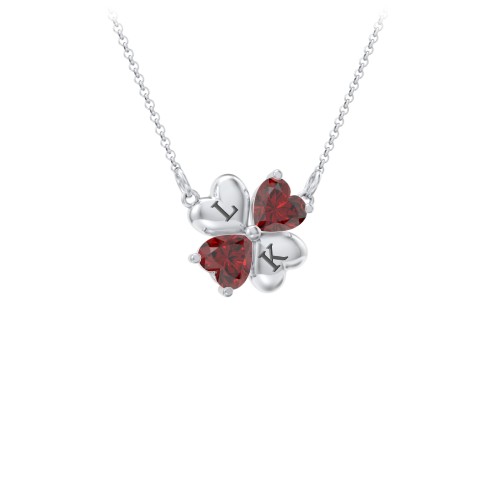 Lucky Clover Hearts And Gemstones Necklace