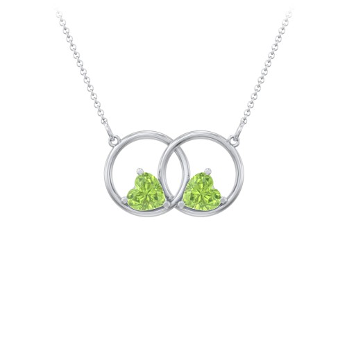 Interlocking Rings Pendant with Heart Gemstones