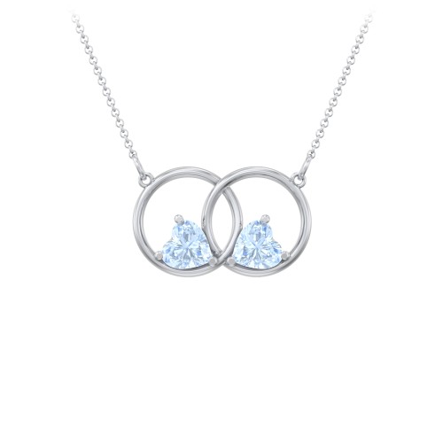Interlocking Rings Pendant with Heart Gemstones
