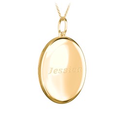 Engravable Oval Photo Locket Necklace in 18K Gold Plated Silver