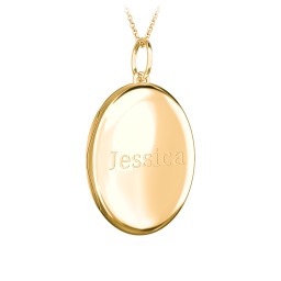 Engravable Oval Photo Locket Necklace in 18K Gold Plated Silver