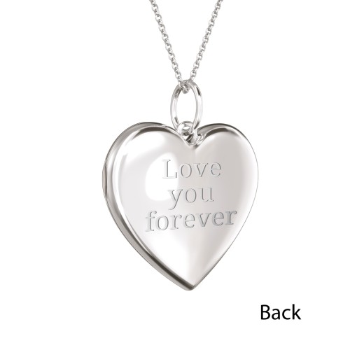 Engravable Heart Photo Locket Necklace – 10K White Gold