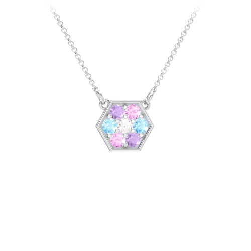 Hexagon Family Birthstone Necklace