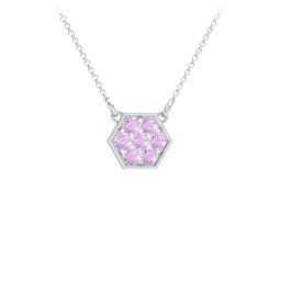 Hexagon Family Birthstone Necklace in 925 Sterling Silver with Amethyst