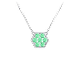 Hexagon Family Birthstone Necklace in 925 Sterling Silver with Emerald