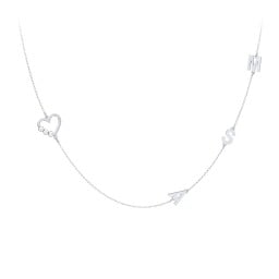 Satellite 3-Stone Heart and Initials Necklace