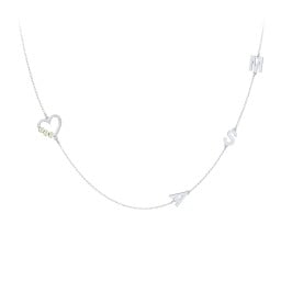 Satellite 3-Stone Heart and Initials Necklace