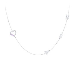 Satellite 3-Stone Heart and Initials Necklace