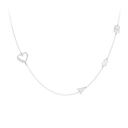 Satellite 3-Stone Heart and Initials Necklace