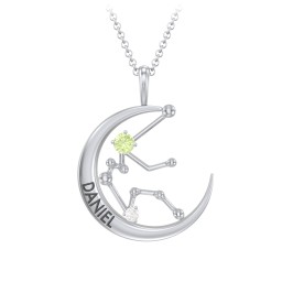 Engravable Aquarius Constellation Necklace With Gemstone