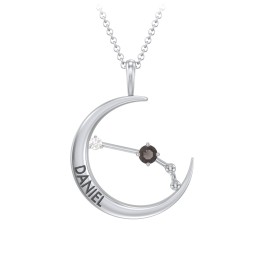 Engravable Aries Constellation Necklace With Gemstone