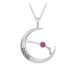 Engravable Aries Constellation Necklace With Gemstone