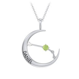 Engravable Aries Constellation Necklace With Gemstone