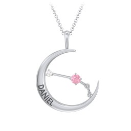 Engravable Aries Constellation Necklace With Gemstone