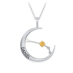 Engravable Aries Constellation Necklace With Gemstone