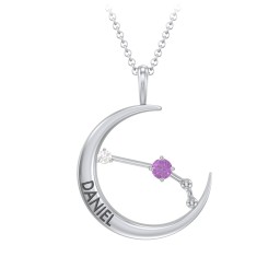 Engravable Aries Constellation Necklace With Gemstone